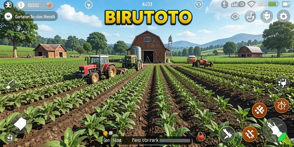 Screenshot gameplay BIRUTOTO menampilkan aktivitas berkebun yang menarik.