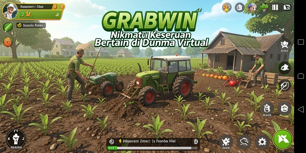 Tampilan gameplay <strong>GRABWIN</strong> yang seru dalam mengelola pertanian.