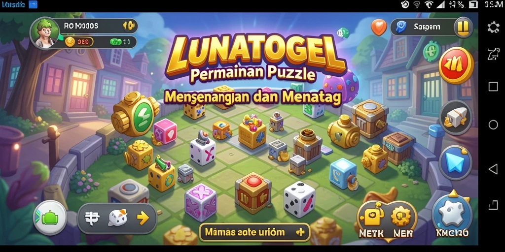 Tampilan gameplay menantang di LUNATOGEL dengan beragam teka-teki.