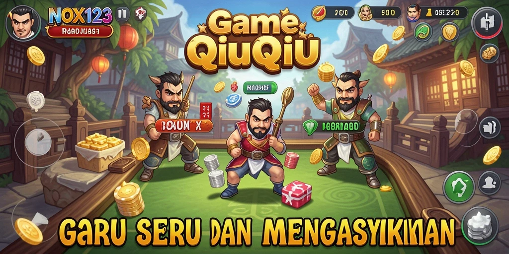 Tampilan utama gameplay QiuQiu di NOX123 yang mengasyikkan.