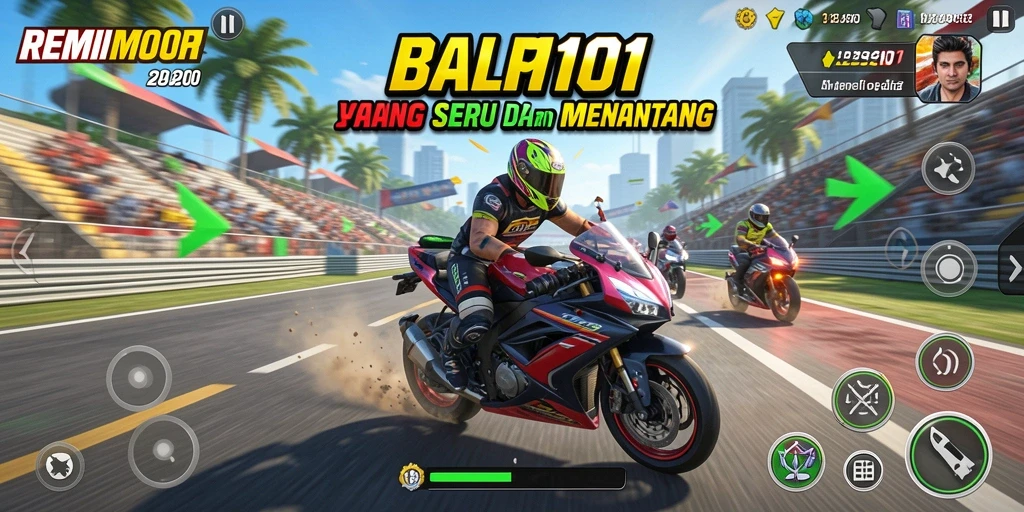Tampilan gameplay mendebarkan dari balapan motor di REMI101.