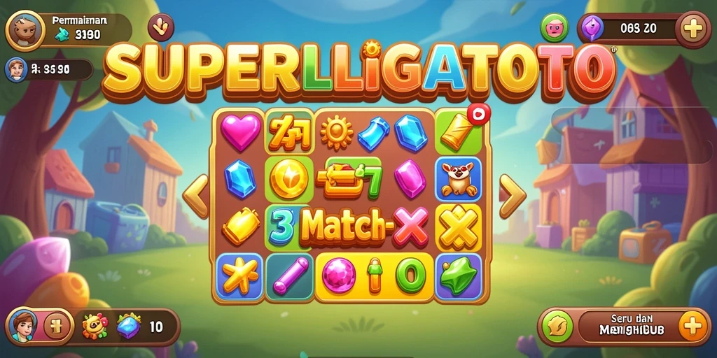 Tampilan gameplay SUPERLIGATOTO yang interaktif dan colorful.